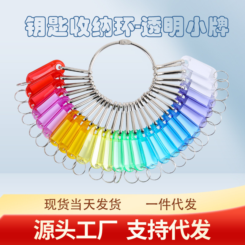 2023 new key storage ring transparent crystal color key classification storage ring key chain diy key chain ring