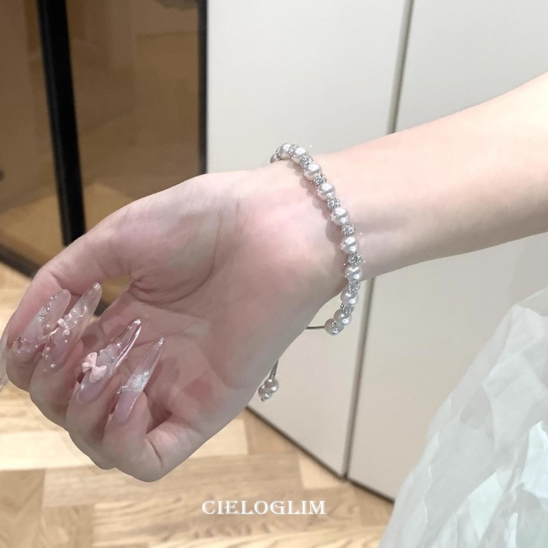 璀璨星河施家白珍珠钻球手链女轻奢爆闪高级感串珠手串|undefined