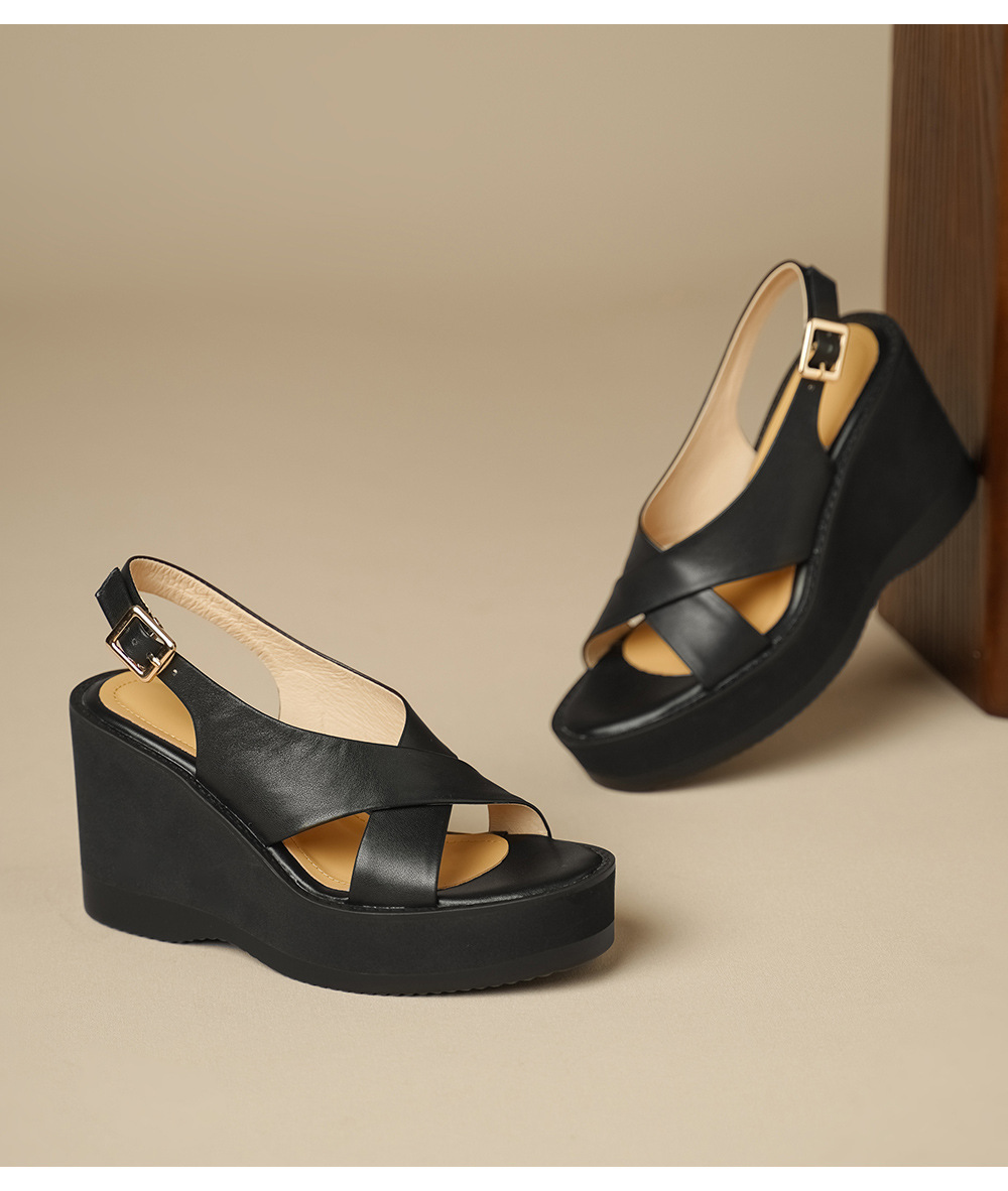 Sandal cao gót nữ hở mũi quai ngang đế xuồng gót 9 cm — đen chi tiết 13