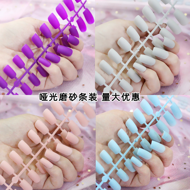 Nail \Long Flat Head Matte Frosted Manicure Fake Nail Patch Nail Semi-finished Product Strip
