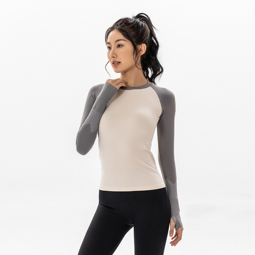 New Women's Yoga Clothes Autumn/Winter New Sports Top Tight Quick-Dry Running Fitness Pilates Training Wear Wholesale
