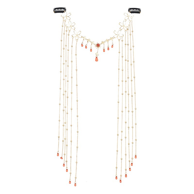 Internet celebrity style flower tassel eyebrow pendant vintage fairy water drop hairpin surface curtain forehead decoration Hanfu ancient style hair accessories