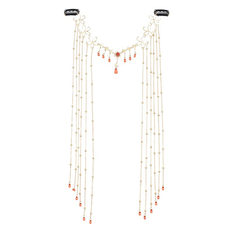 Интернет знаменитости тот же стиль цветок кисточка для бровей Кулон Ретро сказочная Капля воды шпилька занавеска для лица головной убор Hanfu антикварные аксессуары для волос