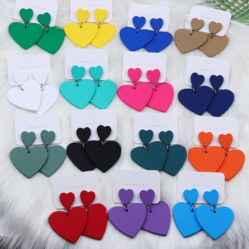 Simple Style Heart Shape Arylic Stoving Varnish Women's Drop Earrings 1 Pair display picture 4
