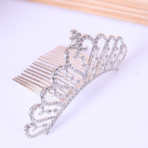 Korean bridal bridesmaid outfit, Xiuhe dress, white crystal crown, princess-style diamond-studded hair comb, bridal headpiece, wholesale