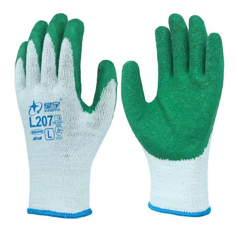 Guantes impregnados de látex en stock al por mayor de látex impregnado arrugas antideslizante Protección Laboral guantes de protección de látex Xingyu L218