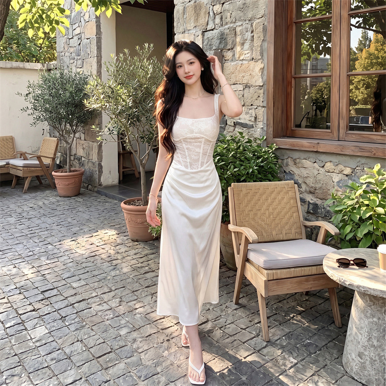 White Moonlight Noble Lady Style Square Neck Flared Sleeveless Dress Women's 2026 New Model for Speeches and Evening Parties White Moonlight Noble Lady Style Square Neck Flared Sleeveless Dress Women's 2026 New Model for Speeches and Evening Parties