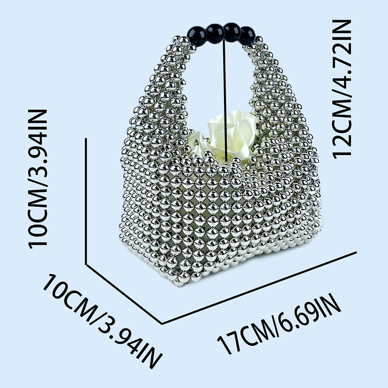 412g Weight Polyester Lining Material Beading Fashion Element String Closure Type Top Handle Strap Type Bucket Bag Bags Type Daily, Street, Shopping Occasion Plastic Material New Year Festival Solid Color Pattern All Seasons Season Women's Gender Elegant, Streetwear Style Pillow Shape Shape Small Size Women's Small Plastic Solid Color Elegant Streetwear Beading Pillow Shape String Bucket Bag 12