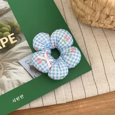Large Bowel Ring Hair Rope – Saç üçün rezinlər - blue-plaid