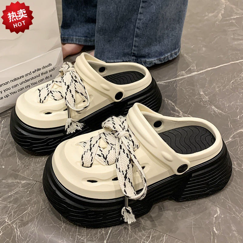 Нишевые дизайнерские ощущения толстое дно, увеличенные пещерные туфли, женские летние новые ступальные фекалии, модные носить тапочки