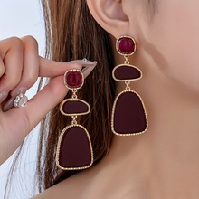 一对跨境亚马逊新款简约大气水滴形亚克力耳坠欧美流耳环气质耳饰