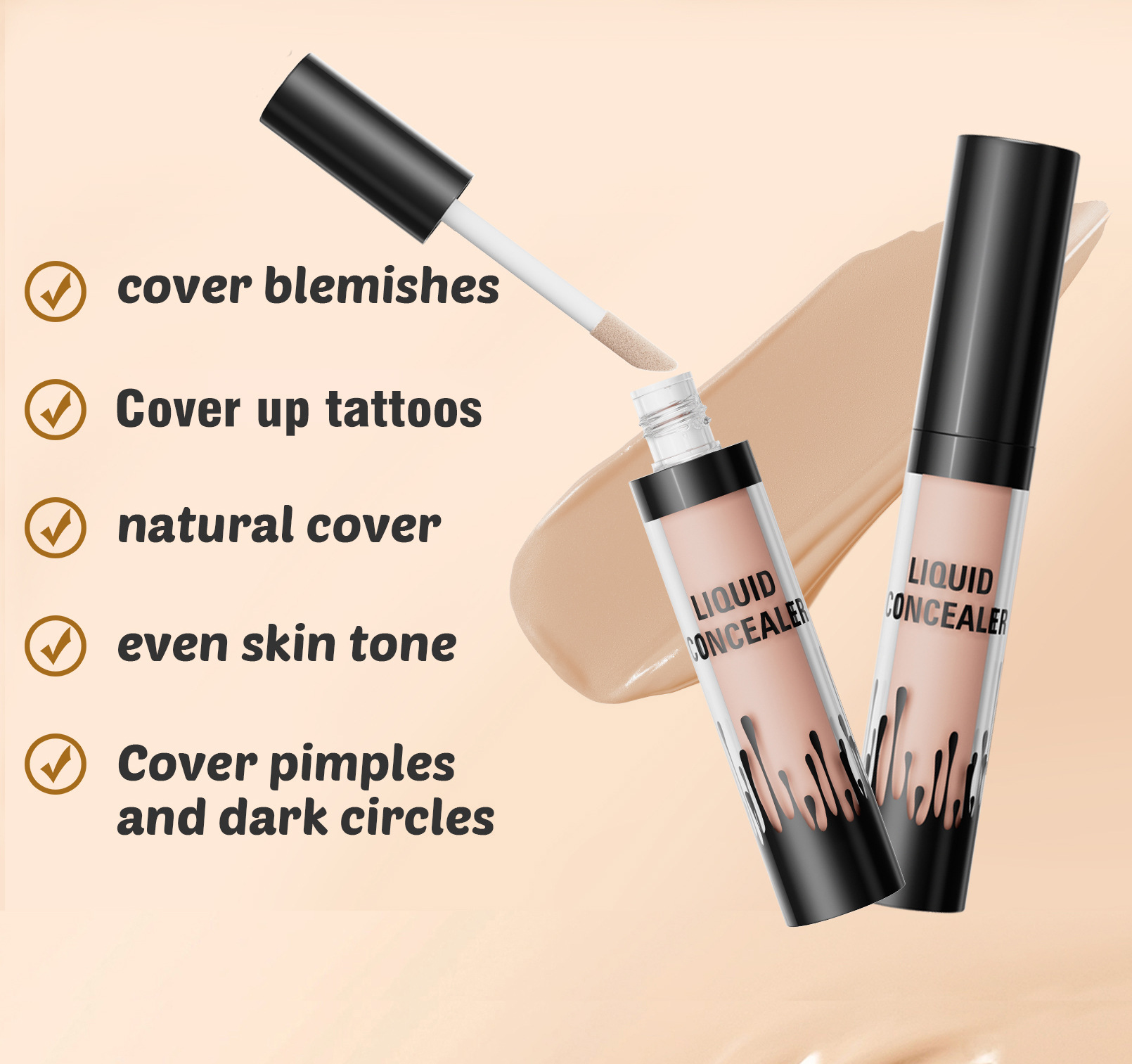 Hellokiss Cross-border Natural Blemish and Acne Mark Concealer is waterproof, sweat-resistant, light and snug, and suitable for tattoo concealer Item Picture