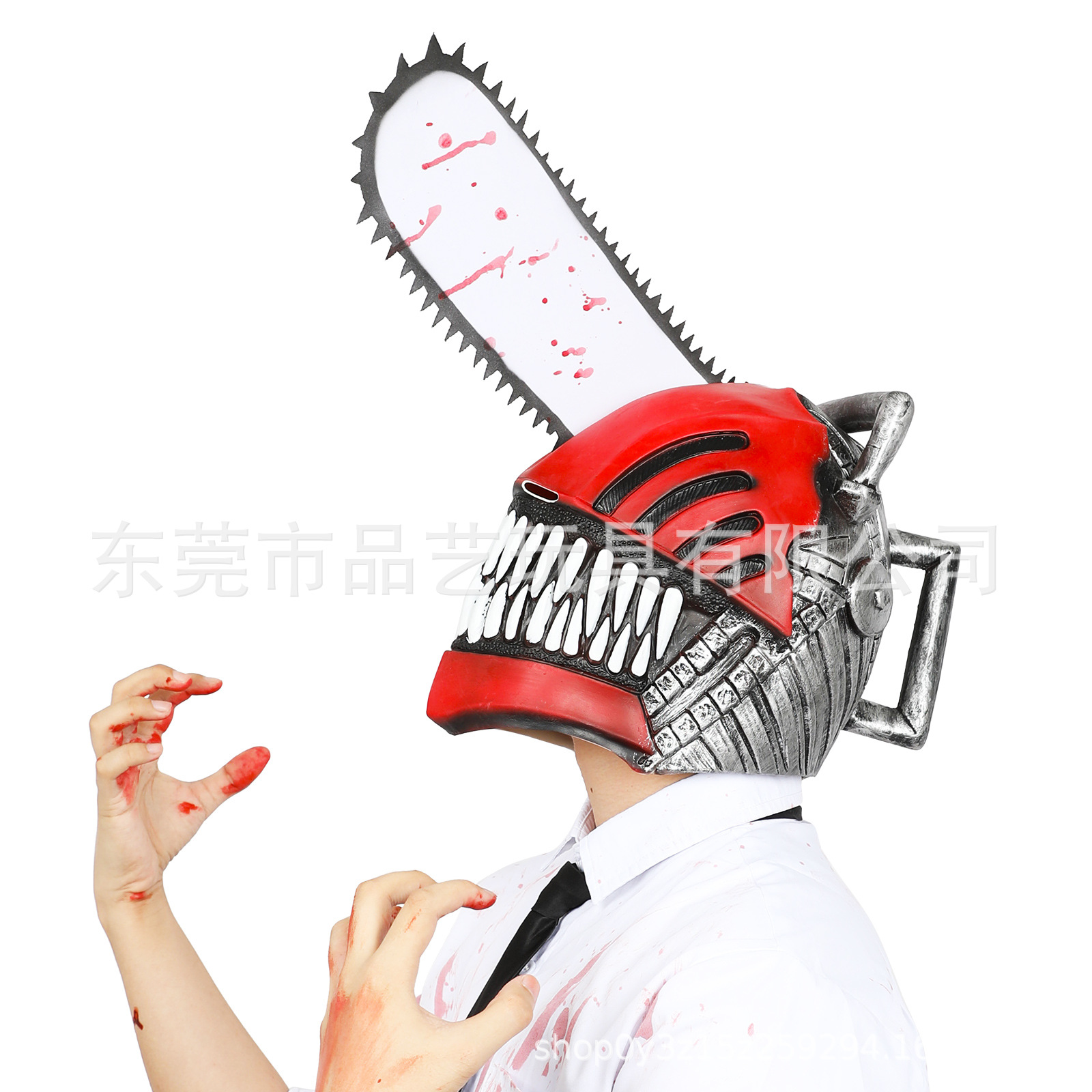 国境を越えたハロウィーンの新しいcosチェーンソーのキャラクターが怖いラテックスマスクの服装道具を演じる