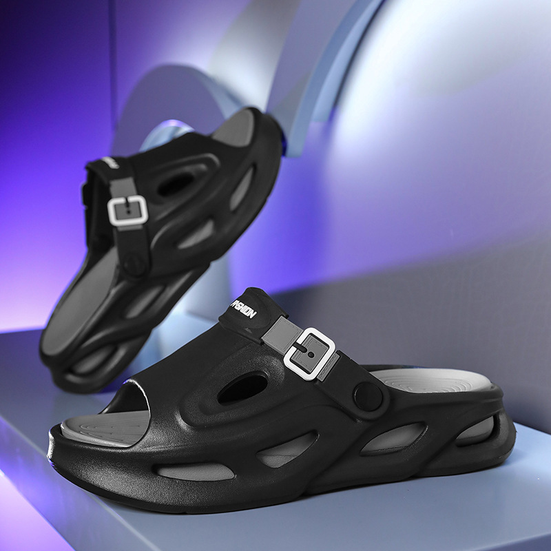 Nuevo estilo de los hombres, ligero, cómodo, tendencia, moda, ocio diario, punta redonda, color a juego, transpirable, zapatos con agujeros para hombres Baotou