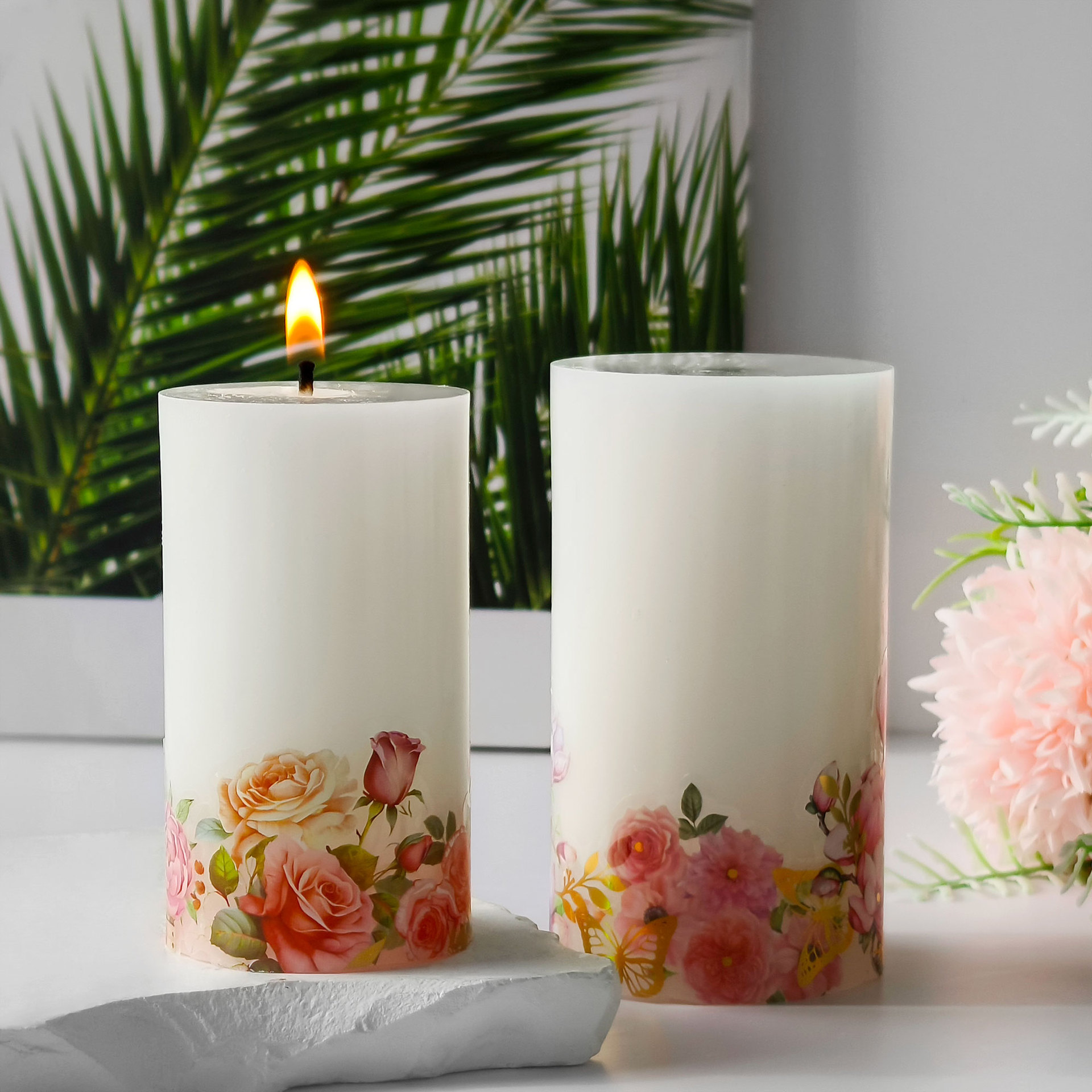 Jiahui Mei cilíndrico molde de cera de bananas diy vela de flores secas molde de columna de goteo de cristal hecho a mano