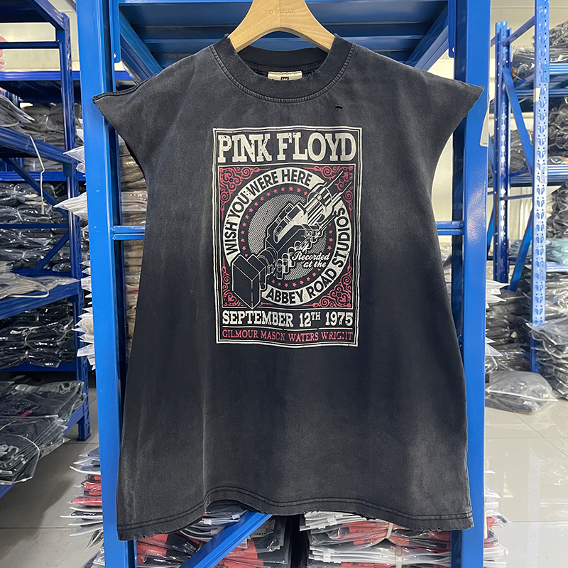 Pink Floyd Pink Floyd Band Rock Dressed Washed Vintage Batik Sleeveless T-Shirt Men's Trendy Cotton
