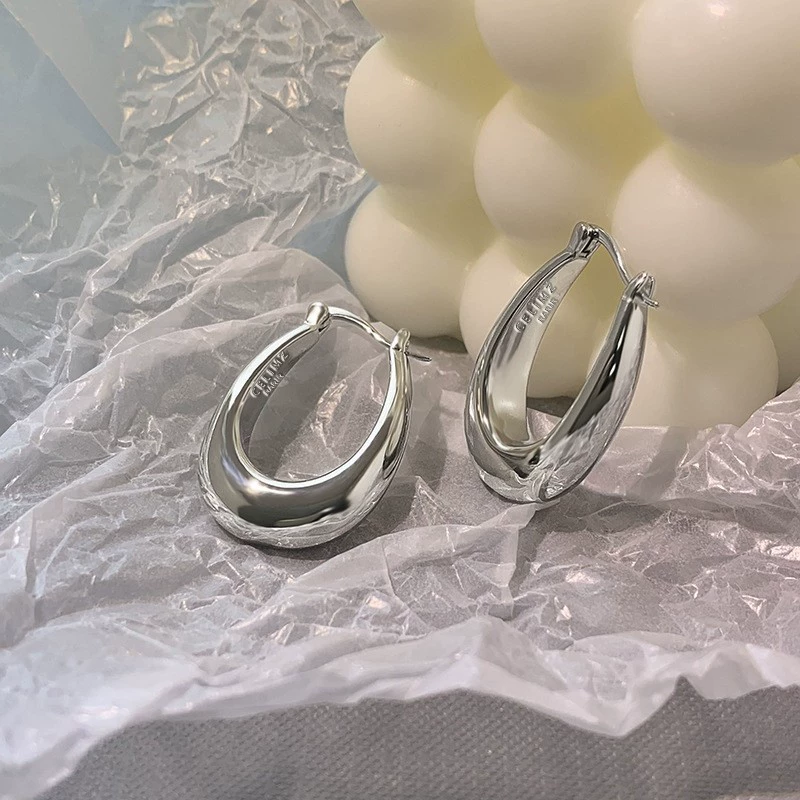 Drop Earrings, Minimal Universal Design, Copper Base with Silver Plating, Lightweight 6 g