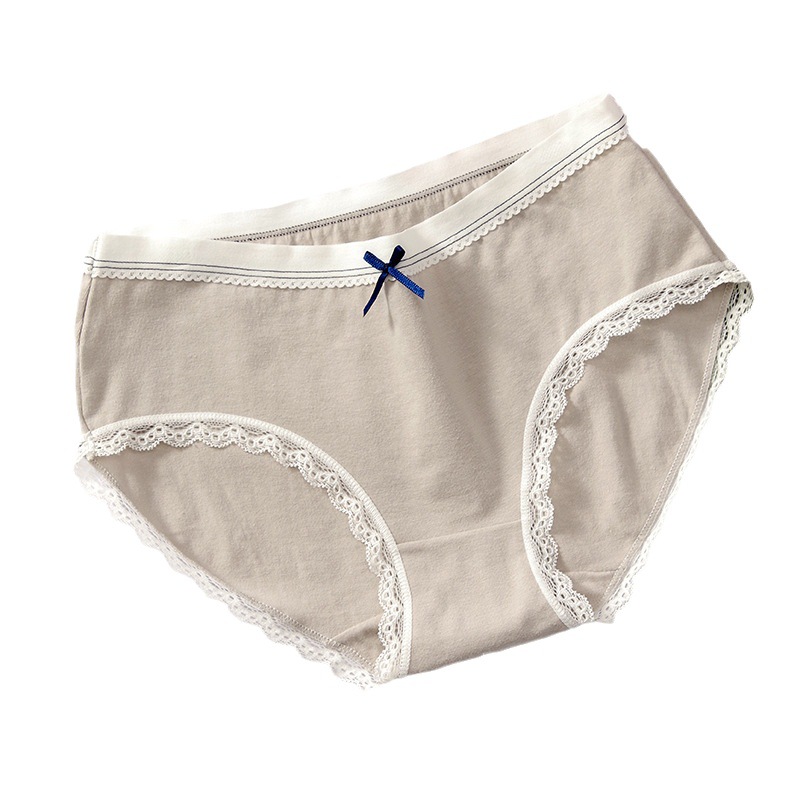 Nuevo algodón transpirable ropa interior de las mujeres más tamaño encaje media Cintura interior japonés dulce arco niña ropa interior al por mayor