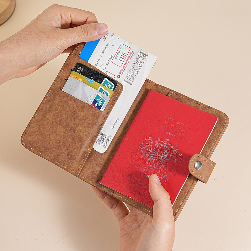 Bolsa de tarjetas de identificación antirrobo cepillo de pasaporte abrazadera de boletos de avión cremallera multifuncional de viaje al extranjero bolsa de pasaporte cartera