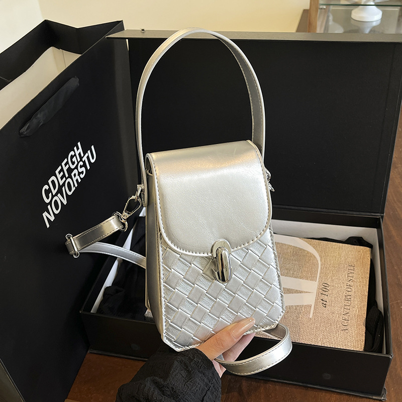 Bolso de teléfono móvil popular de este año 2025 verano nuevo bolso de hombro tejido de moda bolso de mensajero de todo fósforo para mujer