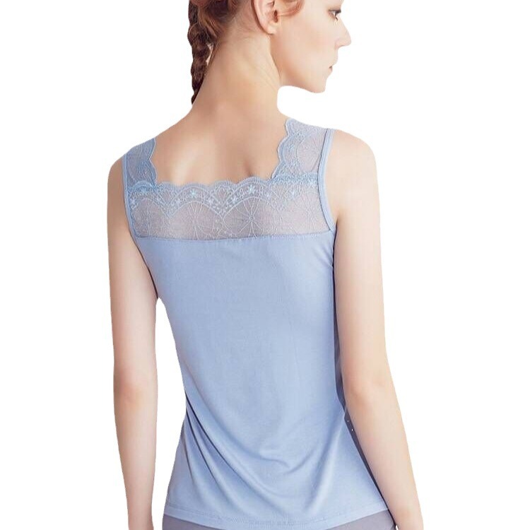 2024 de las mujeres de borde de encaje francés manmiao V-cuello de fondo chaleco cómodo suave sexy fresco 5-color chaleco