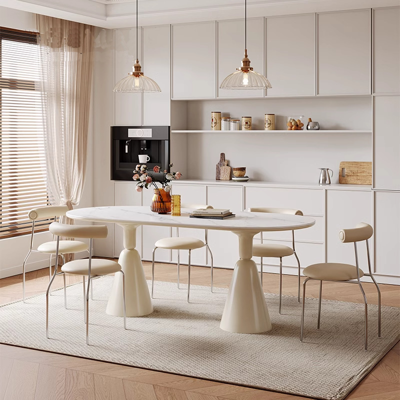 Danvance estilo francés crema de viento tabla de roca mesa de comedor red doméstica mesa de comedor silla pequeña casa rectangular mesa de comedor del Santo Grial