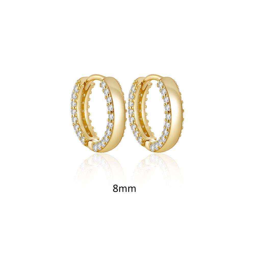 Hoop Earrings Classification 1 Pair Quantity Daily Occasion 1 Pair 925 Sterling Silver Zircon Round Hoop Earrings