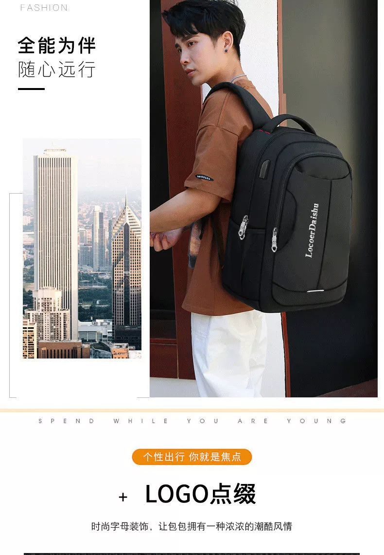 Capacious backpack, laptop charging, travel bag, 2023 collection, business version