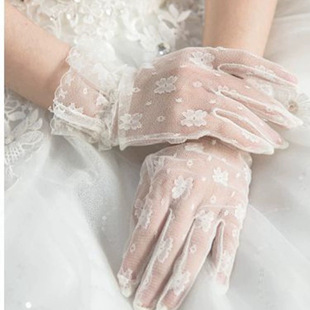 Wholesale new bridal wedding dress gloves beautiful short lace wedding studio location short hand
