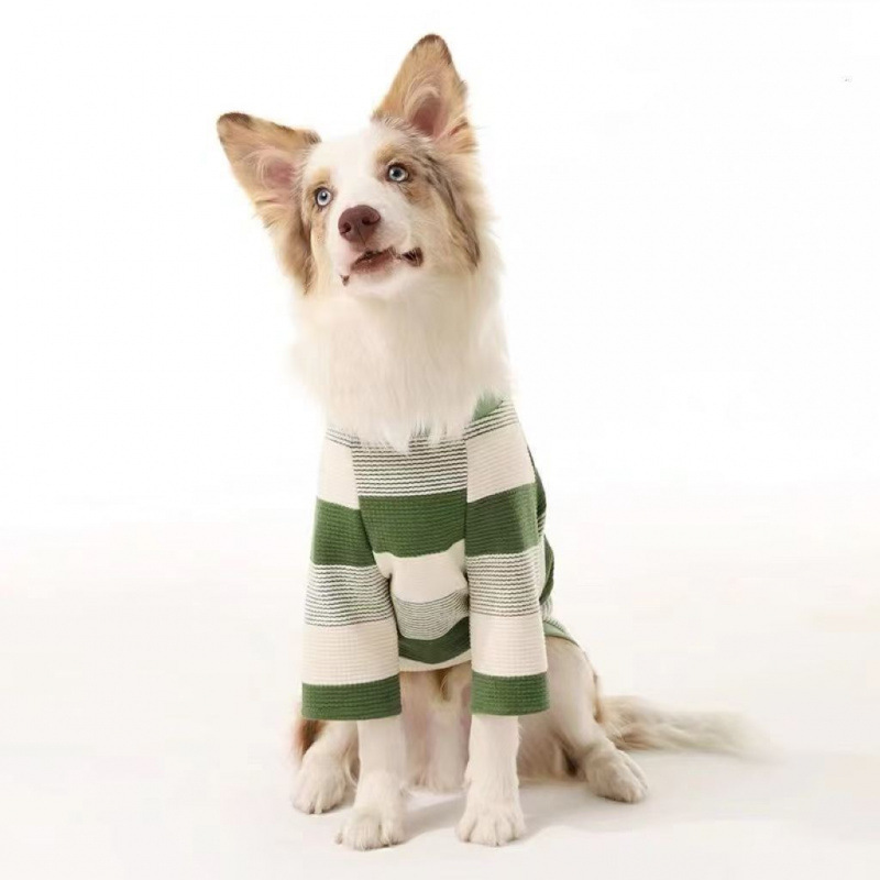 简约复古ins宠物狗狗衣服中小型犬雪纳瑞边牧金毛拉布拉多条纹T恤|undefined