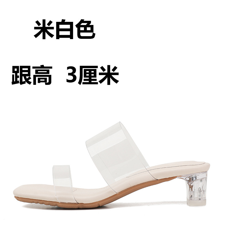Sandallas de tacón alto transparentes con base suave para mujeres 2026 nuevas zapatillas frías de verano de talón medio de cristal de talón grueso image 16