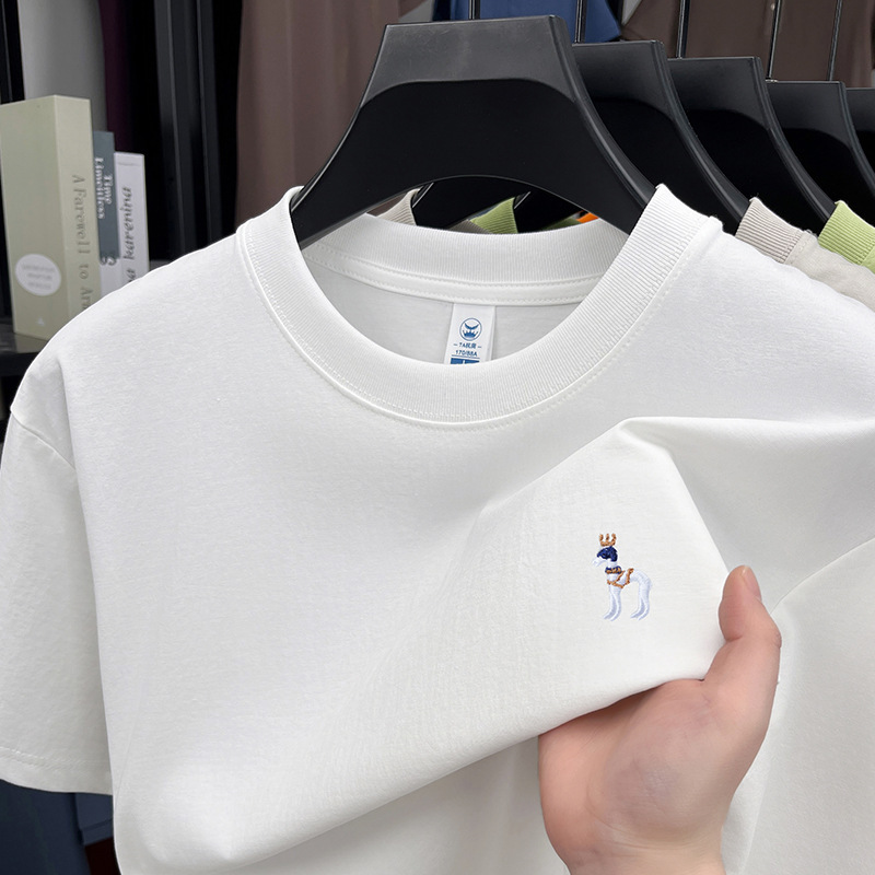 Rohajiske Summer Thin Short-sleeved T-shirt Young and Middle-aged Men's Loose Casual Simple Cotton Round Neck Top