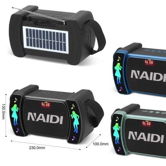 新款L24非洲热销太阳能充电板无线蓝牙音响户外便携式背带屏音箱