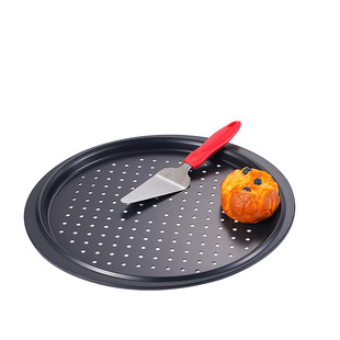 Household Cake Mold Non-Stick Perforated Pizza Pan Carbon Steel Baking Pan Factory Oven Bread Ceramic Baking Kitchen Supplies