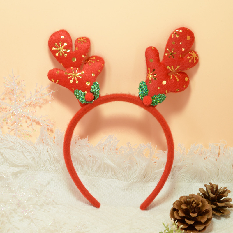 Adorable cabello de Navidad corno de ciervo cinco estrellas cabeza de banda de cabello de Navidad para niños corpos de cabello de decoración accesorios clipes de cabello