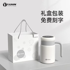 Vanow オフィス魔法瓶カップ、見栄えの良い女性用 316 ステンレス鋼ティーカップ、ハンドル付きポータブルスマートウォーターカップ