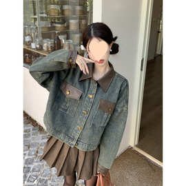 美式复古小众牛仔短外套女秋季2024新款爆款设计感夹克上衣小个子