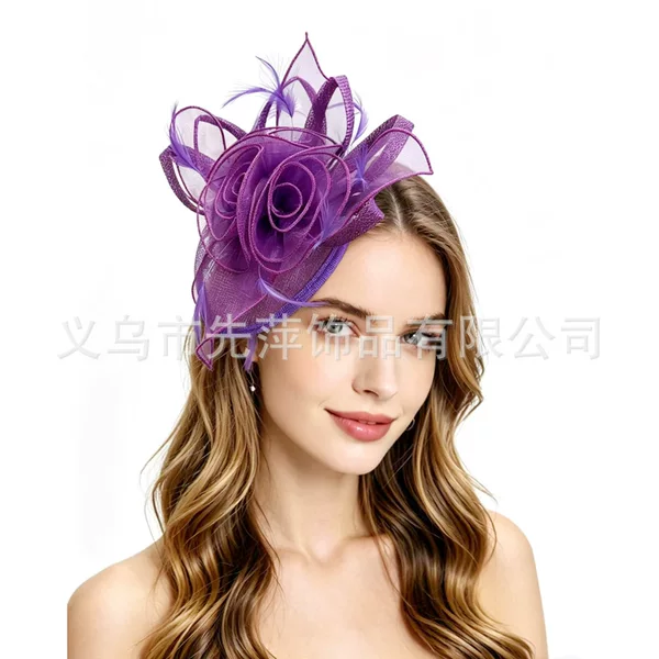 New Style Linen Hat Headpiece Organza Flower Headpiece Hair Accessory Party Prom Photo Shoot Vintage Elegant Small Hat