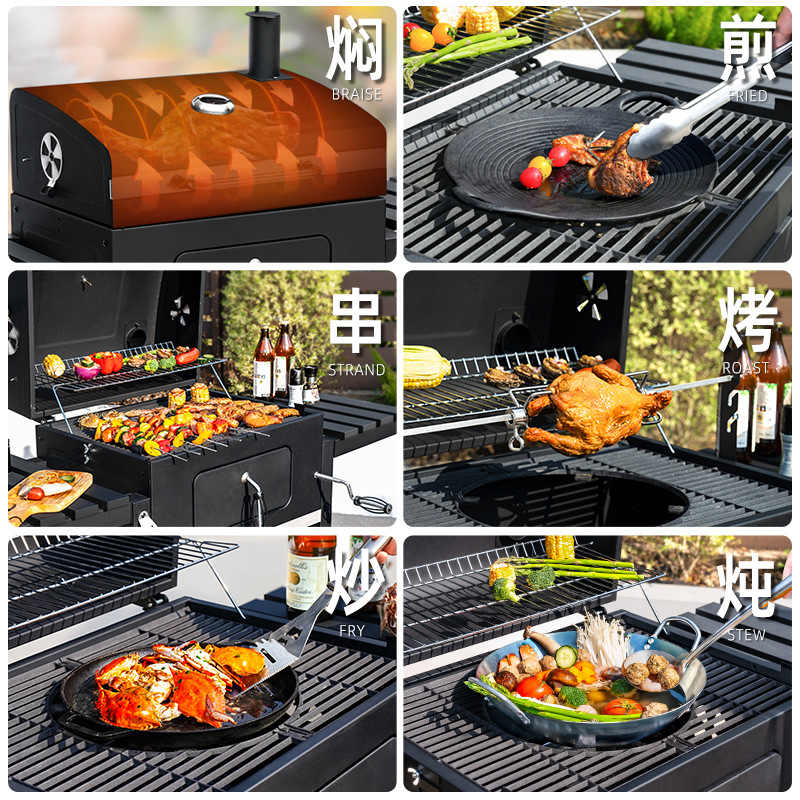 Barbacoa artesana al aire libre parrilla doméstica parrilla de hierro fundido red patio carbón jardín villa familia americana BBQ