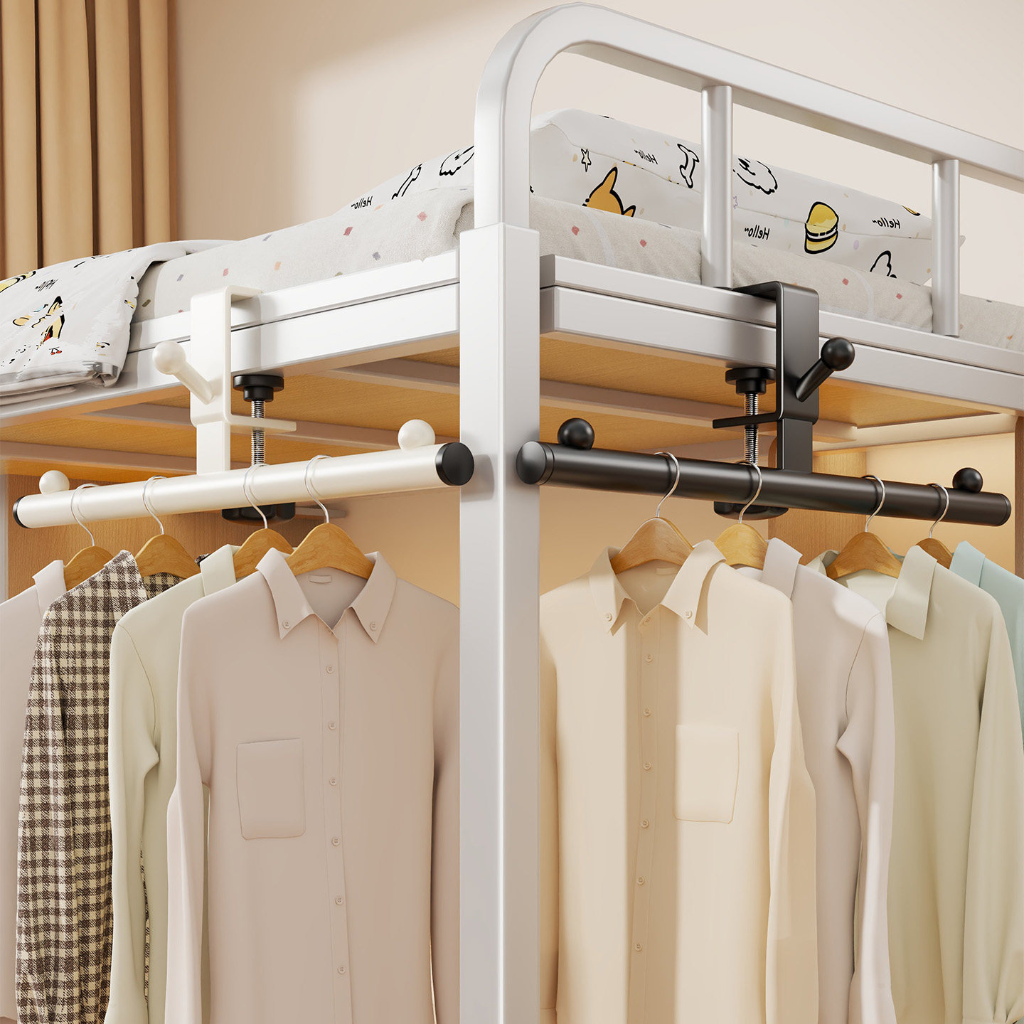 Perchero Colgante para Cama de Dormitorio Extensible para Literas image 1