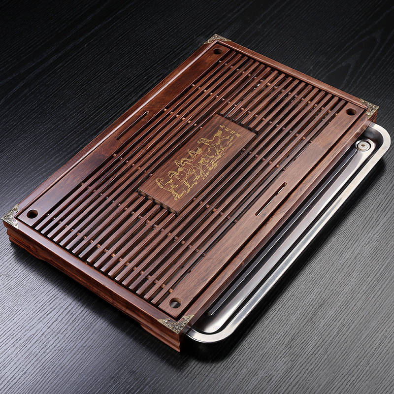 無垢材ティーテーブル ティーセット ティートレイ 無垢材カンフー 家庭用ティーシー 引き出し式排水茶池 シンプルスタイル|undefined