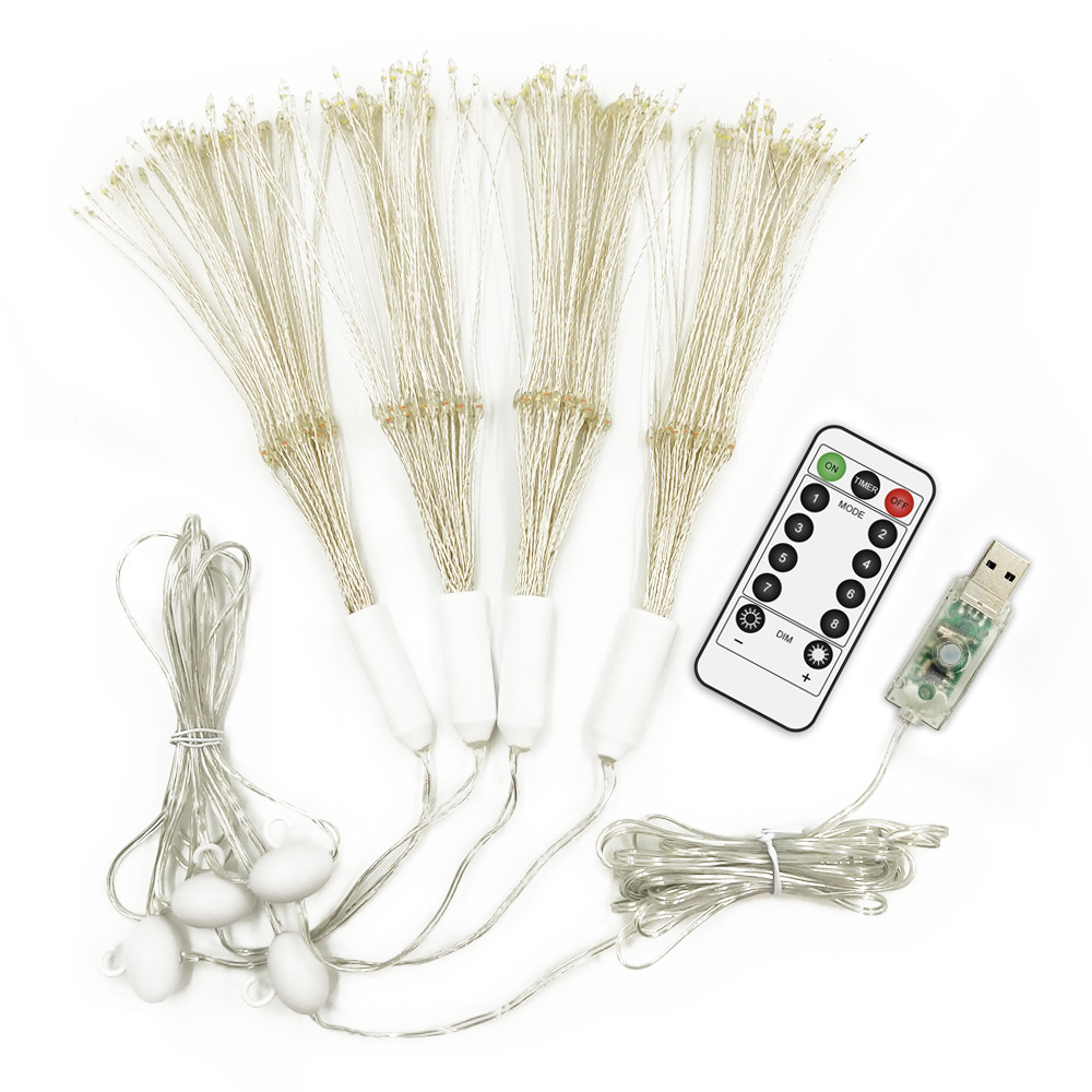 led烟花灯 户外花园蒲公英铜线灯串庭院装饰彩灯圣诞树灯 烟花灯