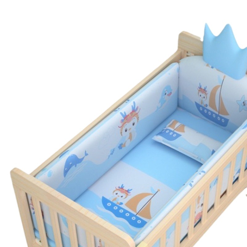 Cama de bebé circunferencia anti-colisión bolsa suave valla de cinco piezas juego de cama niños colchón Bebé Ropa de cama extraíble y lavable