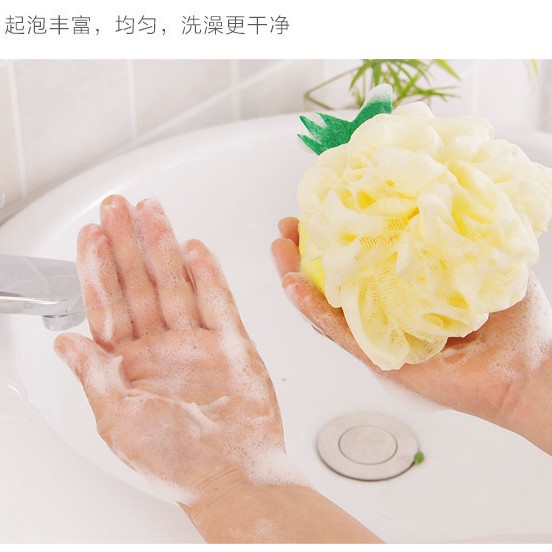 Bola de baño con forma de fruta de color espumoso para el hogar, baño lindo, baño gris, suave, no es fácil de dispersar