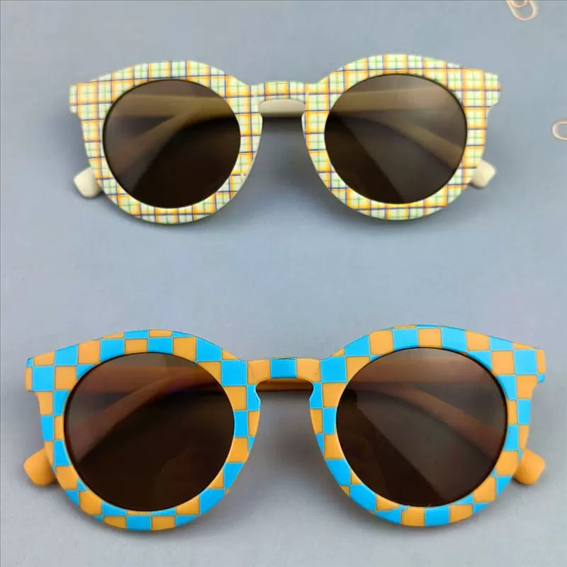 儿童墨镜女孩男童太阳镜格子潮流宝宝潮时尚女童小孩遮阳太阳眼镜