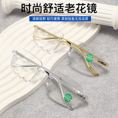 高档无框男女老花镜超轻时尚防蓝光高清中老年人远视眼镜厂家直销