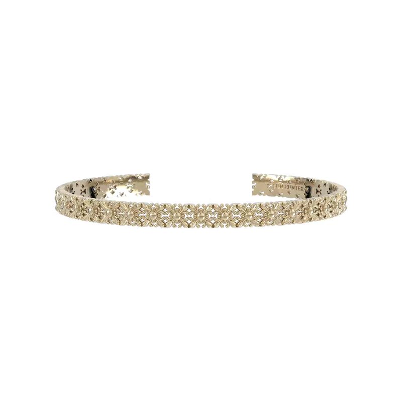 Three Horizontal Lines Jewelry's Same Style Small Full-Circle Square Iris Flower Bracelet for Women, with a French Retro Light Luxury Design