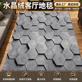 北欧水晶绒地毯客厅家用地垫耐脏好打理防滑卧室床边毯跨境亚马逊