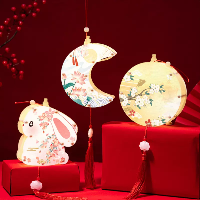【成品】【商超款】中秋灯笼手提兔子花灯成品亚克力灯笼批发