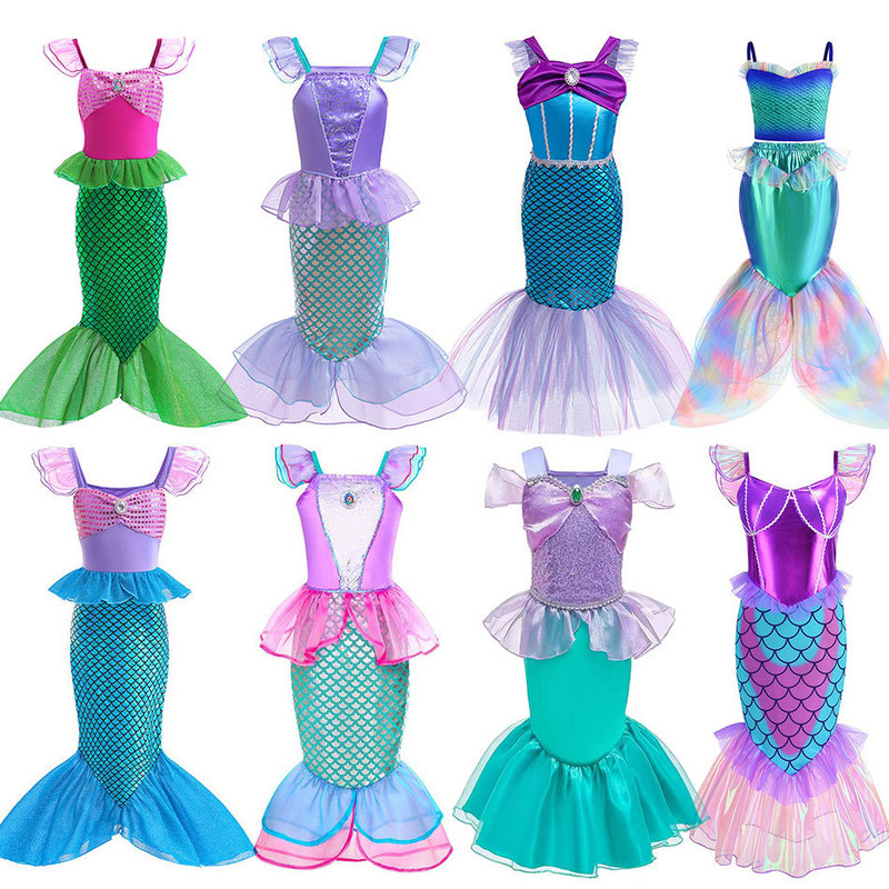 Children's Summer Mermaid European and American Princess Dress with Sequins, Slim Fit Performance Dress, Strapless Colorful Dress Children's Summer Mermaid European and American Princess Dress with Sequins, Slim Fit Performance Dress, Strapless Colorful Dress